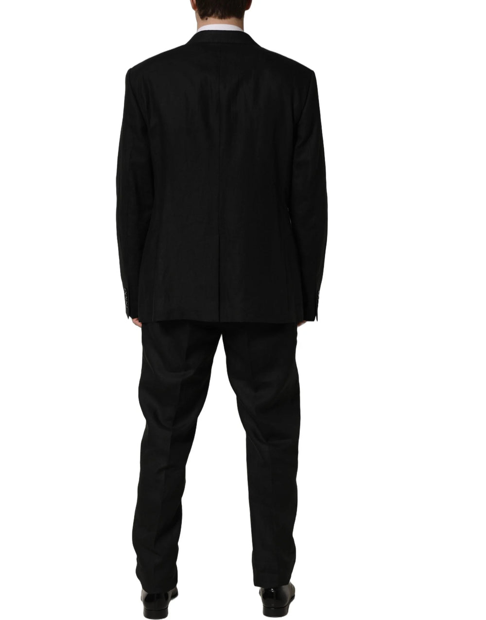 Dolce & Gabbana Black Linen Slim Fit Formal 2 Piece Suit - IT58 | 3XL