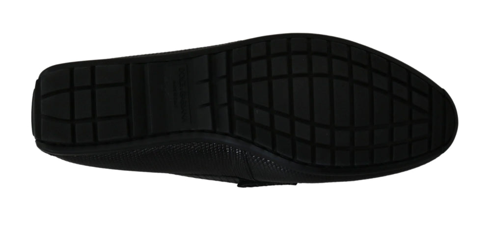Dolce & Gabbana Black Lizard Leather Flat Loafers Shoes - EU39/US6