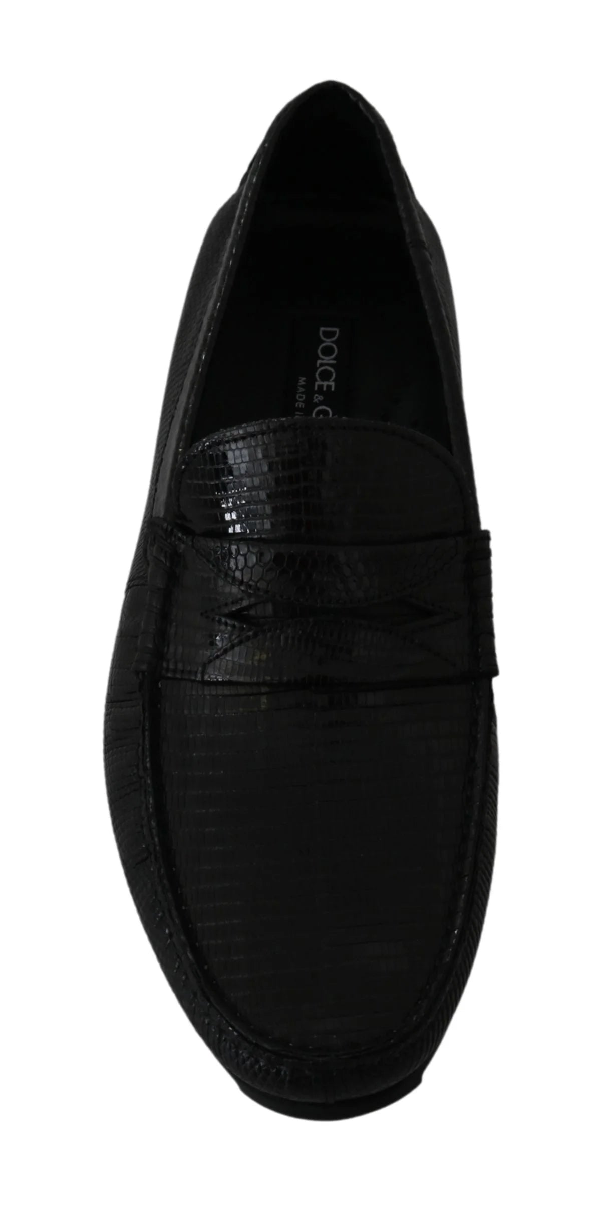 Dolce & Gabbana Black Lizard Leather Flat Loafers Shoes - EU39/US6