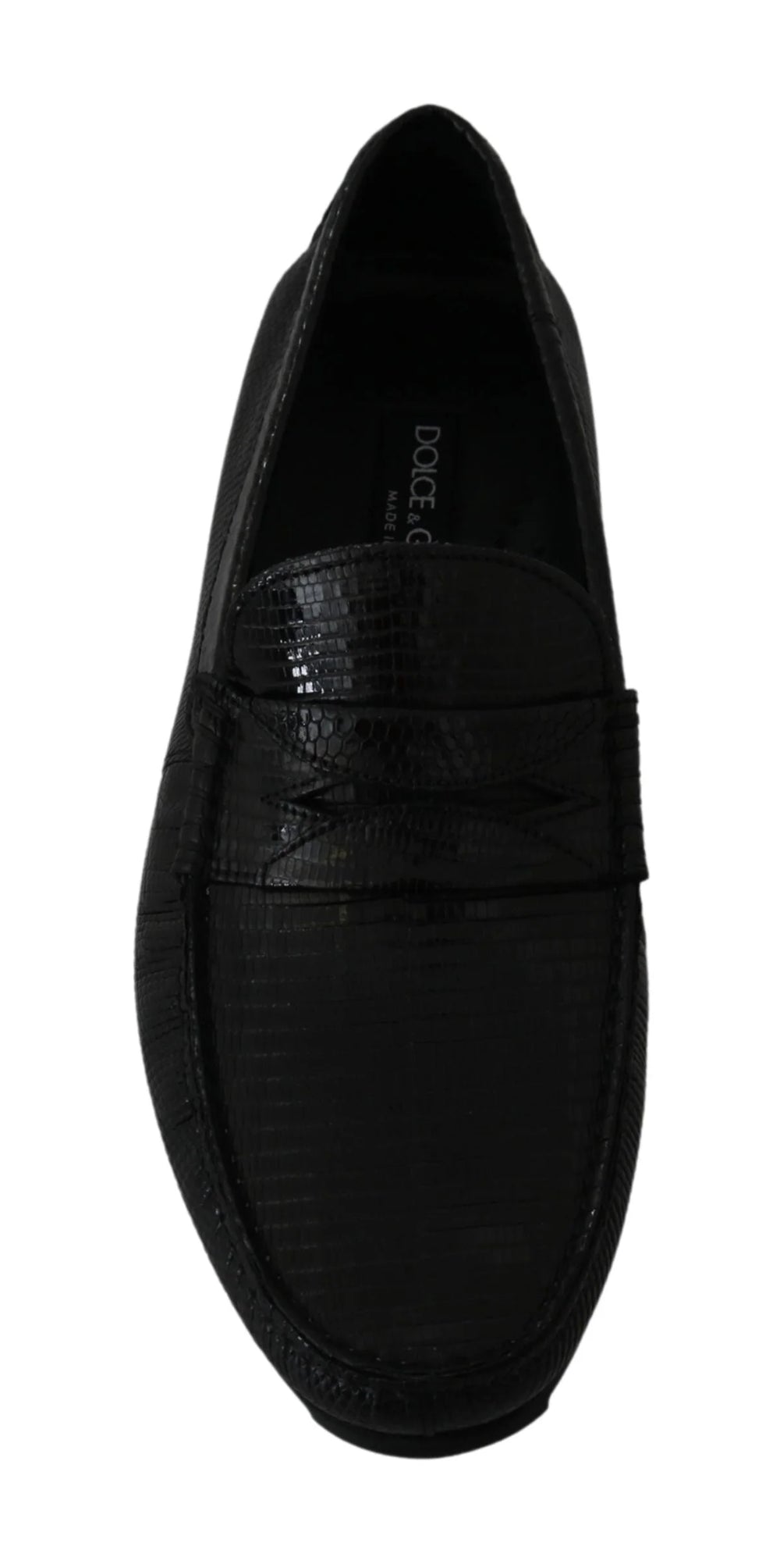 Dolce & Gabbana Black Lizard Leather Flat Loafers Shoes - EU39/US6 - Flats