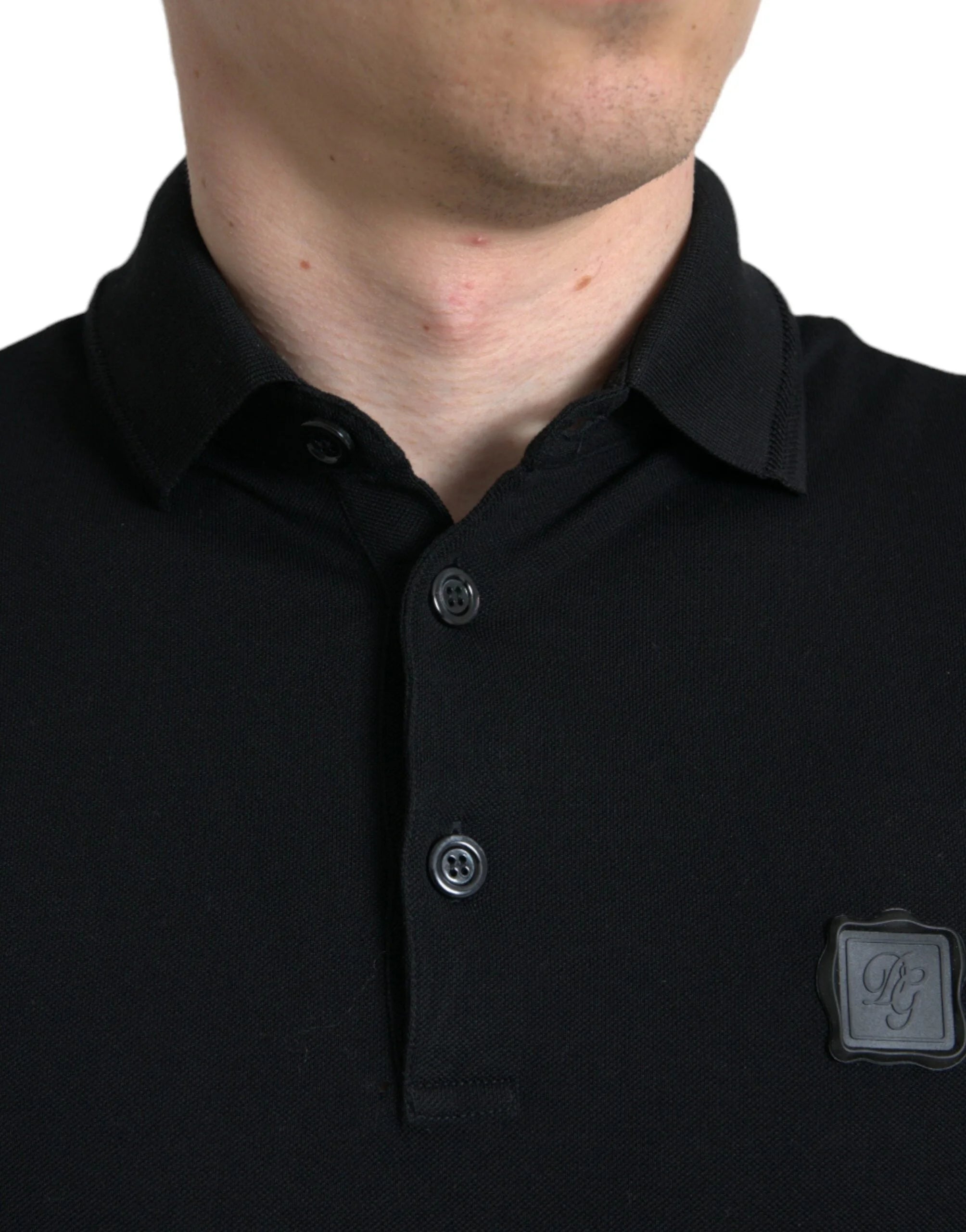 Dolce & Gabbana Black Logo Collared Short Sleeve T-shirt - IT46 | S - Polos