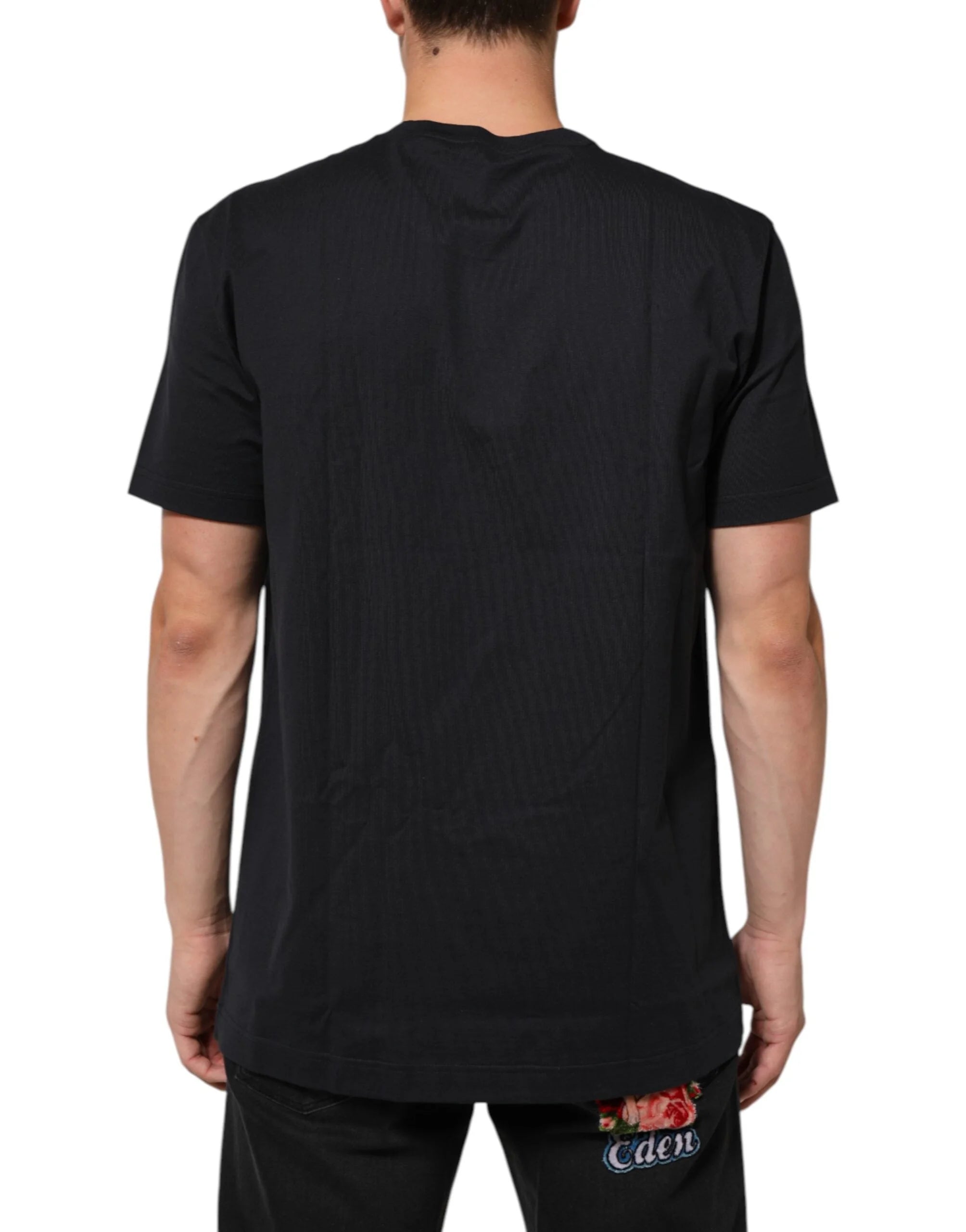 Dolce & Gabbana Black Logo Compass Cotton Crew Neck T-shirt - IT54 | XL