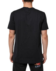 Dolce & Gabbana Black Logo Compass Cotton Crew Neck T-shirt - IT54 | XL