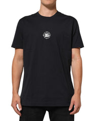 Dolce & Gabbana Black Logo Compass Cotton Crew Neck T-shirt - IT54 | XL