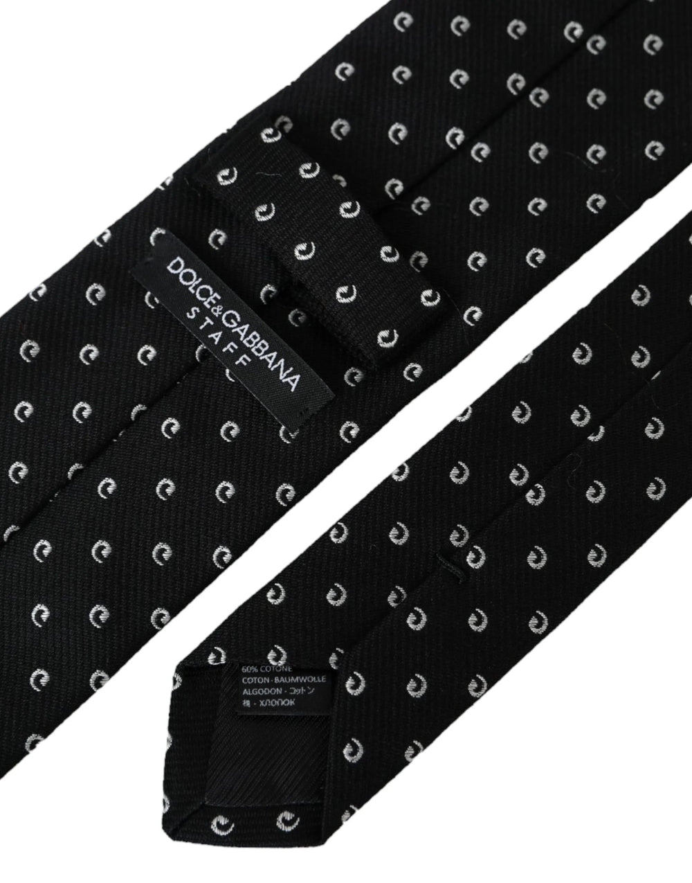 Dolce & Gabbana Black Logo Cotton Blend Adjustable Tie - Neckties