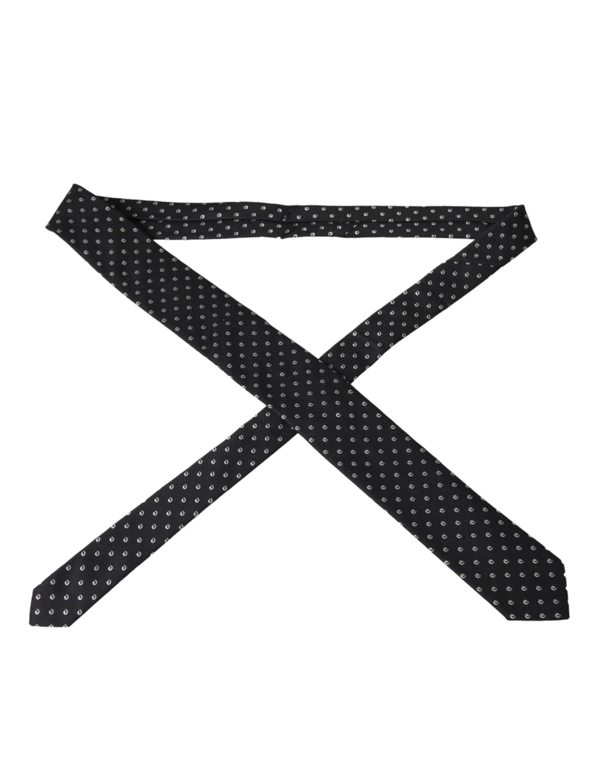 Dolce & Gabbana Black Logo Cotton Blend Adjustable Tie - Neckties