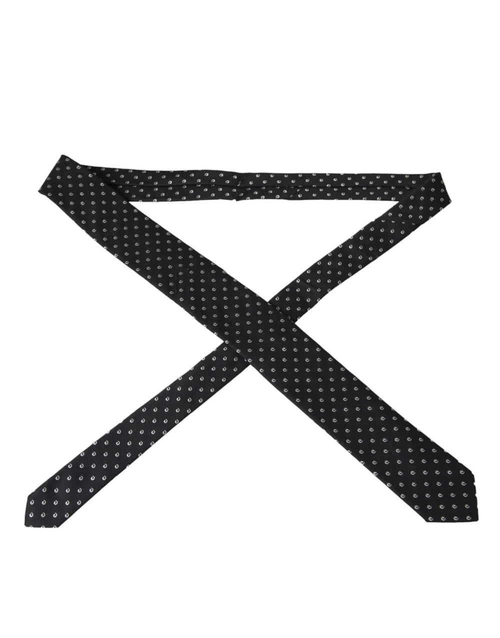 Dolce & Gabbana Black Logo Cotton Blend Adjustable Tie - Neckties