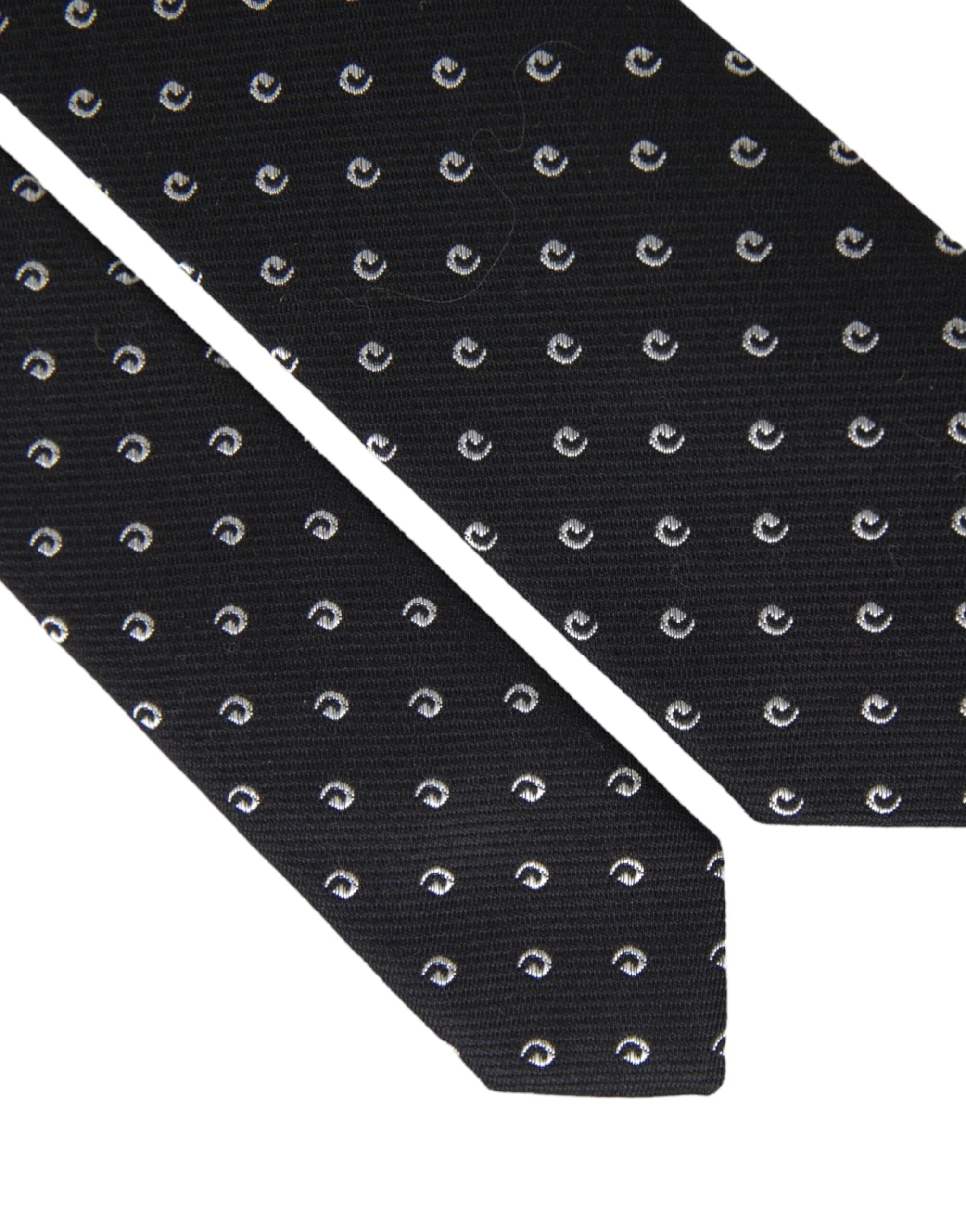 Dolce & Gabbana Black Logo Cotton Blend Adjustable Tie - Neckties