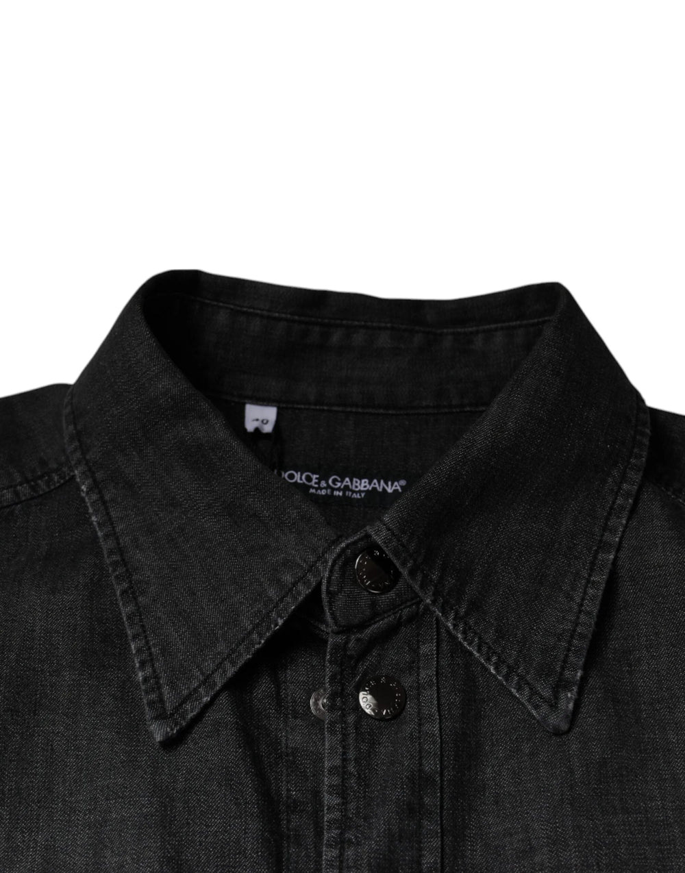 Dolce & Gabbana Black Logo Cotton Button Down Denim Shirt - Shirts