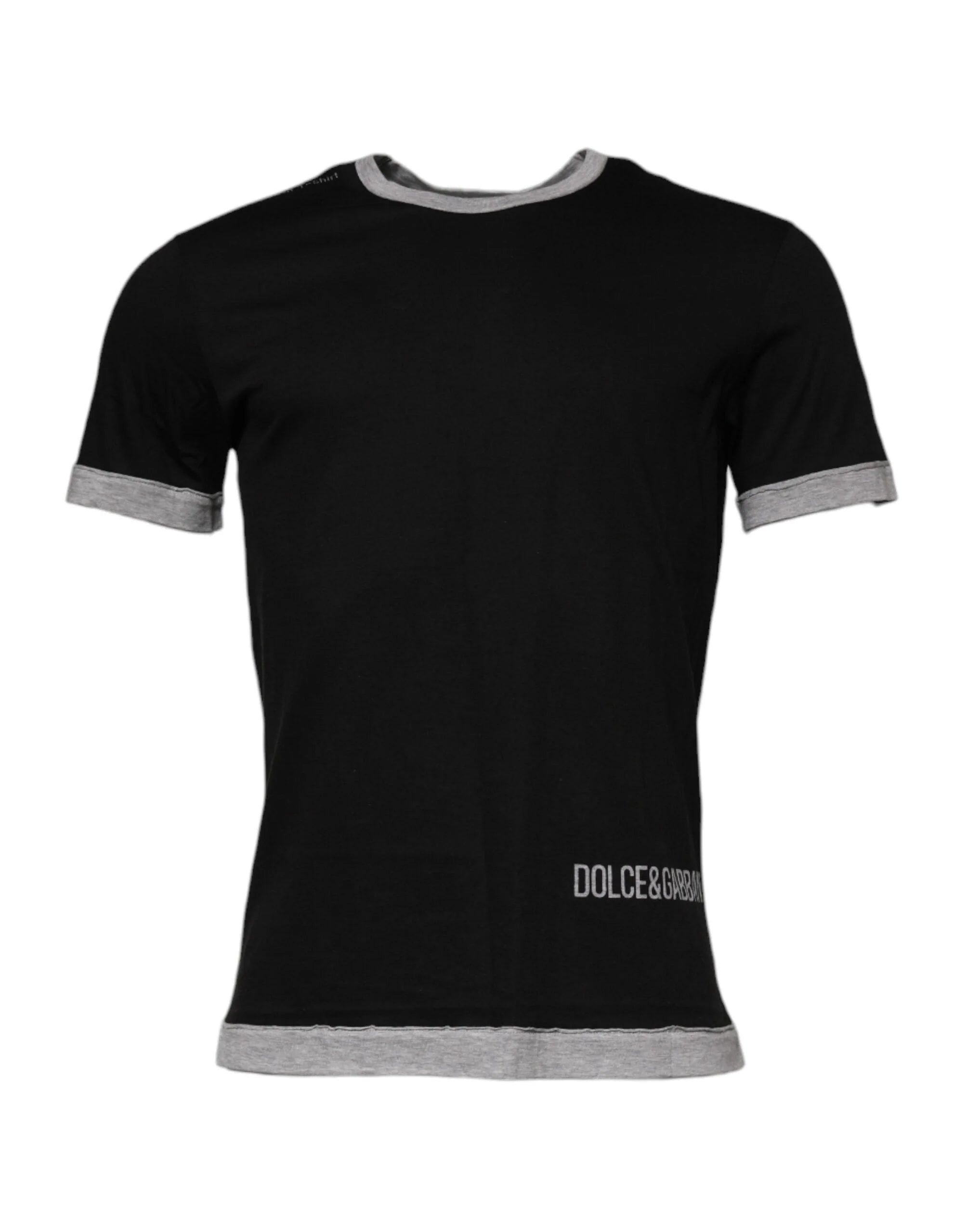 Dolce & Gabbana Black Logo Cotton Crew Neck Men Tee T-shirt - T-Shirts