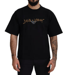 Dolce & Gabbana Black Logo Cotton Crewneck T-shirt - T-Shirts