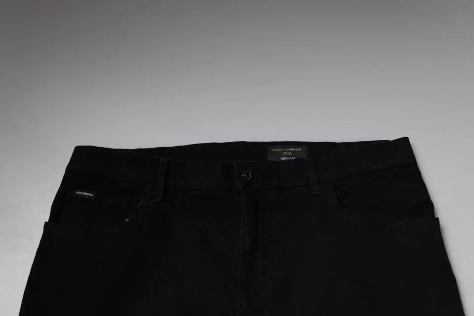 Dolce & Gabbana Black Logo Cotton Stretch Skinny Denim Jeans - IT58 | XXL - Jeans