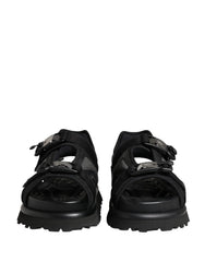 Dolce & Gabbana Sandálias Masculinas Pretas com Logótipo e Sola Plataforma