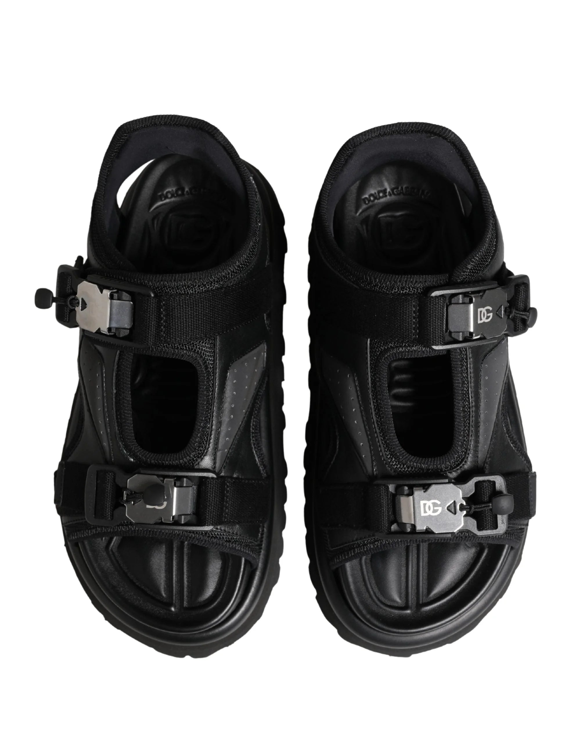 Dolce & Gabbana Sandálias Masculinas Pretas com Logótipo e Sola Plataforma