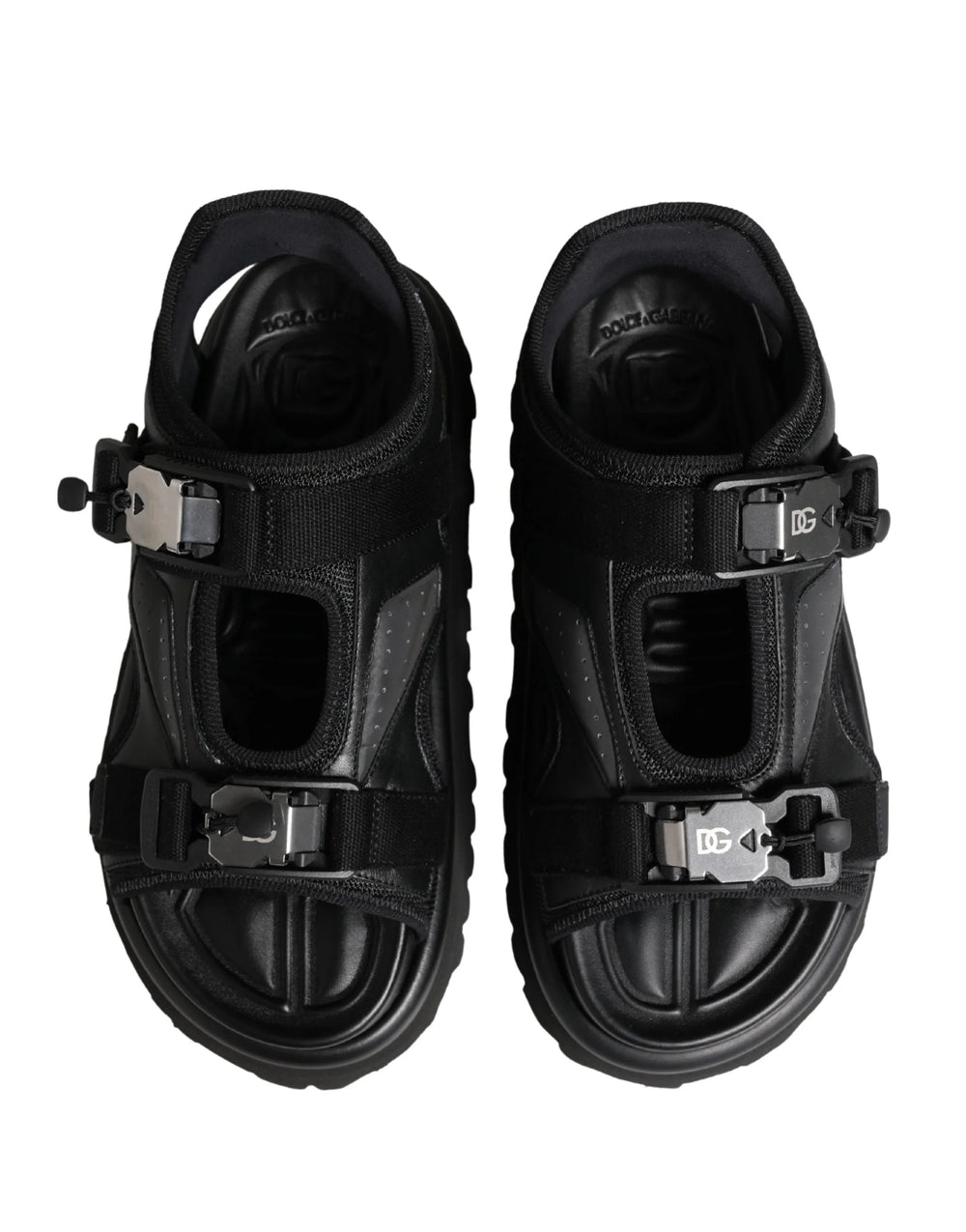 Dolce & Gabbana Sandálias Masculinas Pretas com Logótipo e Sola Plataforma