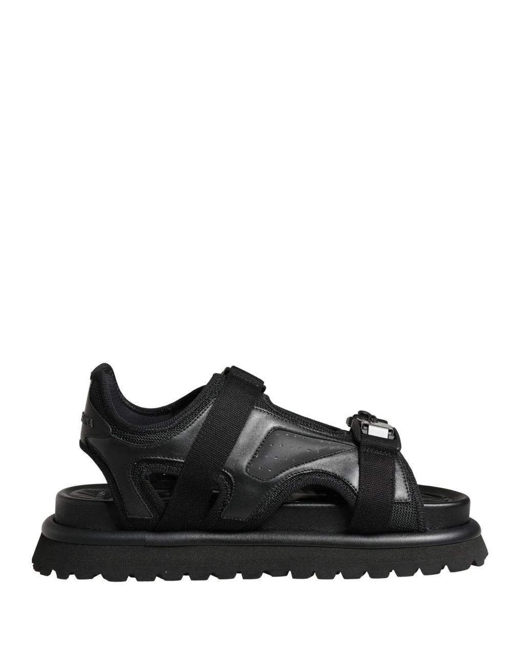Dolce & Gabbana Sandálias Masculinas Pretas com Logótipo e Sola Plataforma