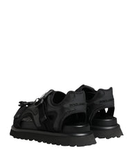 Dolce & Gabbana Sandálias Masculinas Pretas com Logótipo e Sola Plataforma