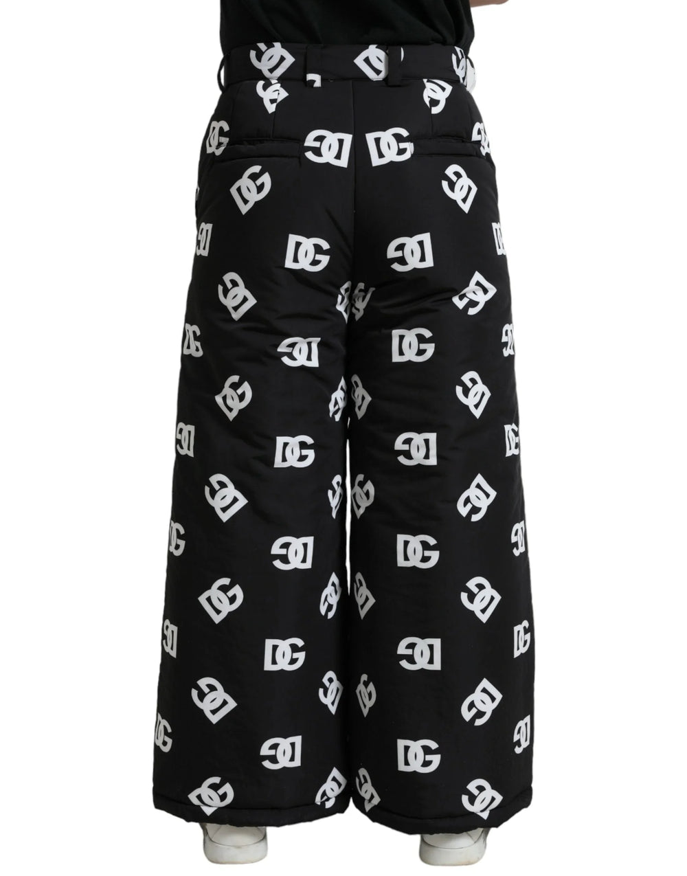 Dolce & Gabbana Black Logo DG Print Wide Leg Pants - IT48 | M - Trousers