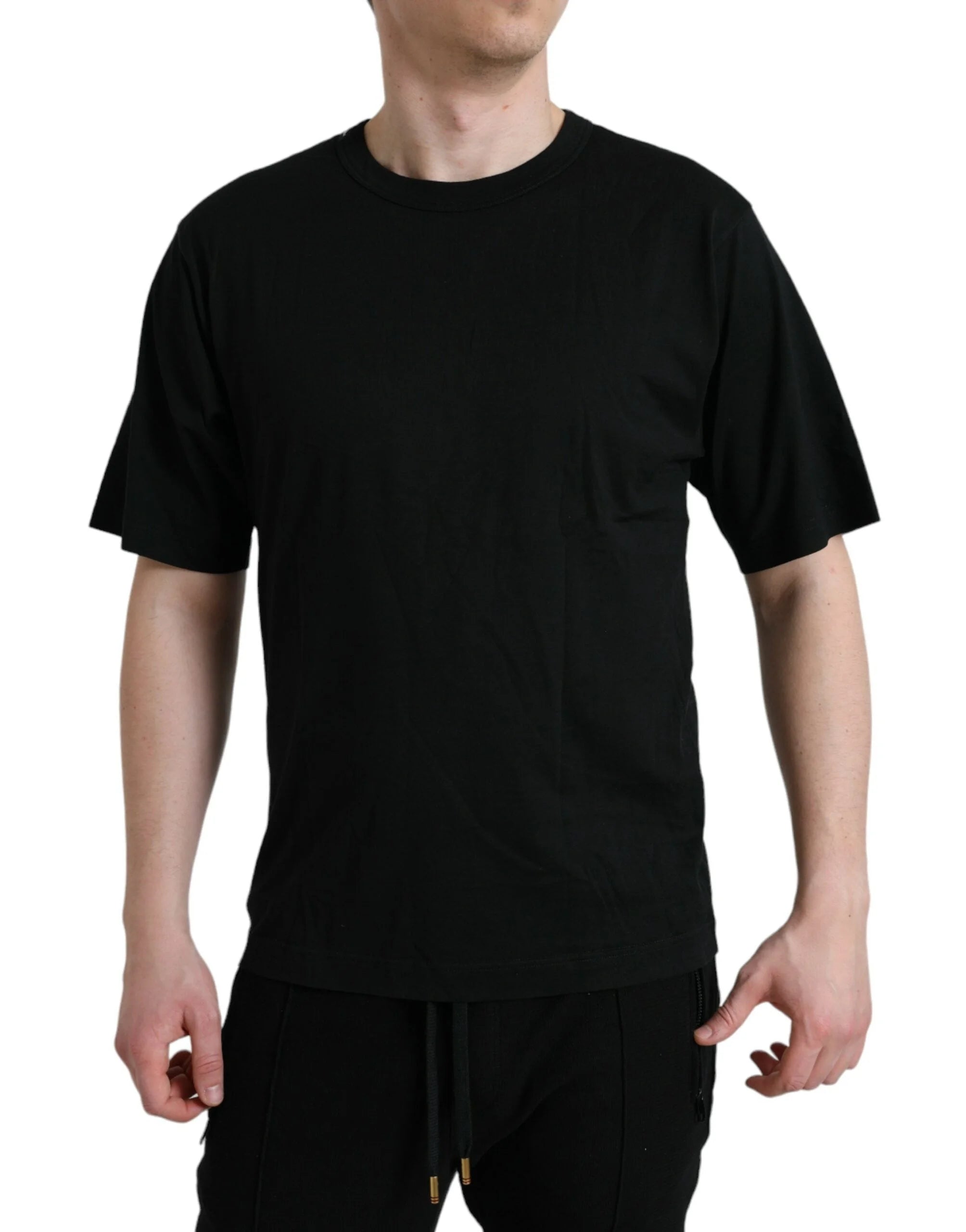 Dolce & Gabbana Black Logo Embossed Crew Neck Short Sleeves T-shirt - IT44 | S - T-Shirts