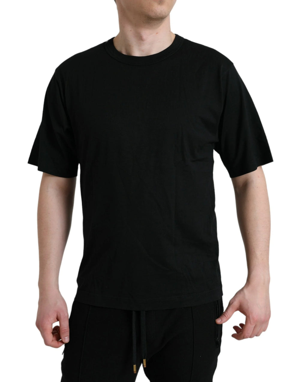 Dolce & Gabbana Black Logo Embossed Crew Neck Short Sleeves T-shirt - IT44 | S - T-Shirts