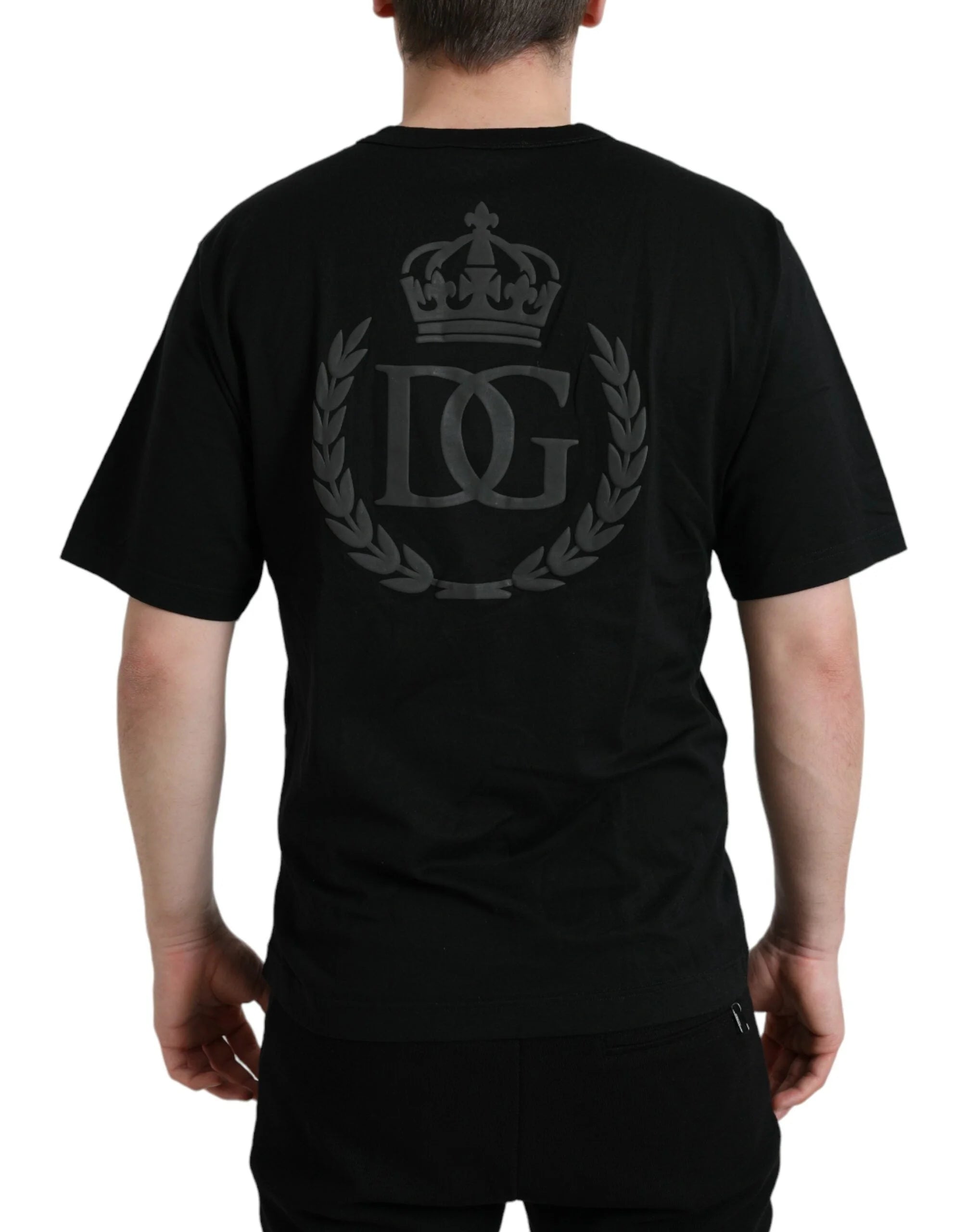 Dolce & Gabbana Black Logo Embossed Crew Neck Short Sleeves T-shirt - IT44 | S - T-Shirts