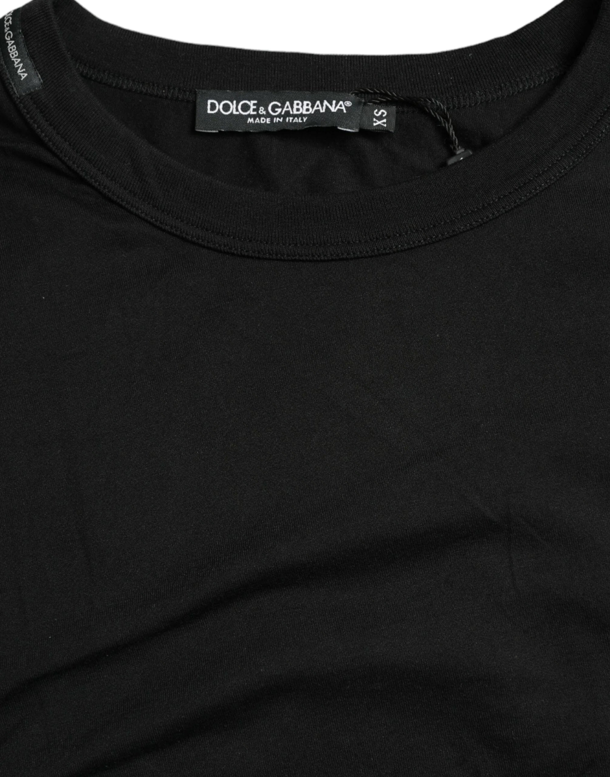 Dolce & Gabbana Black Logo Embossed Crew Neck Short Sleeves T-shirt - IT44 | S - T-Shirts
