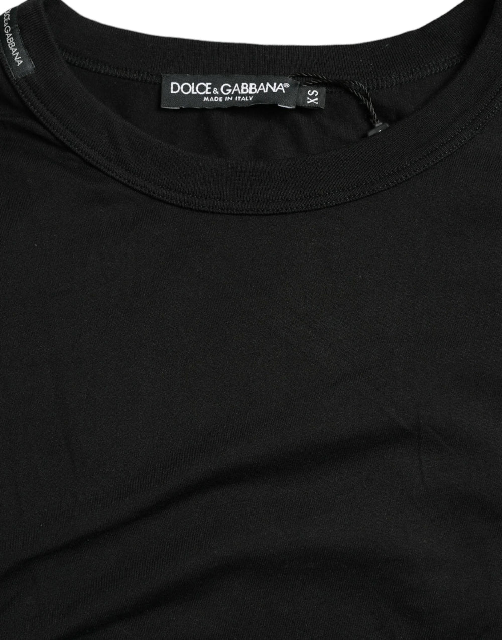Dolce & Gabbana Black Logo Embossed Crew Neck Short Sleeves T-shirt - IT44 | S - T-Shirts