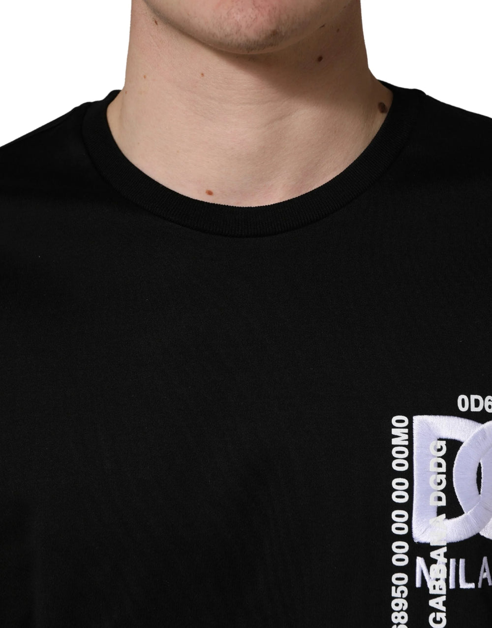 Dolce & Gabbana Black Logo Embroidered Men Crew Neck T-shirt - IT54 | XL