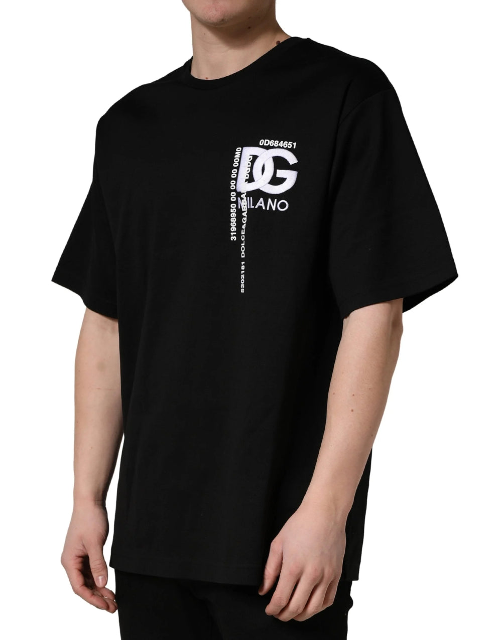 Dolce & Gabbana Black Logo Embroidered Men Crew Neck T-shirt - IT54 | XL