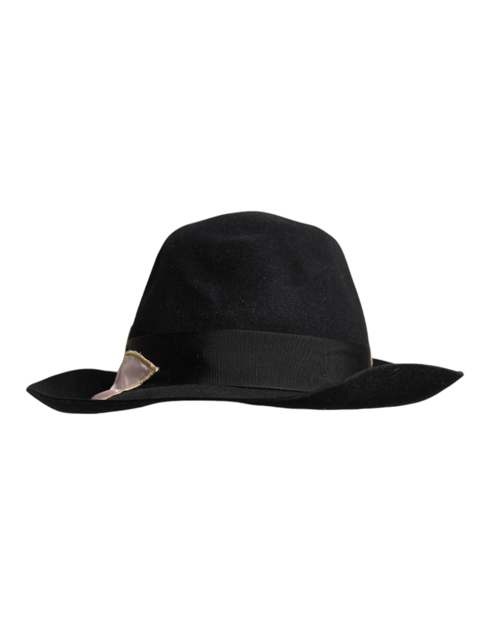 Dolce & Gabbana Black Logo Embroidered Women Wide Brim Hat - 57 cm|S - Sun Hats
