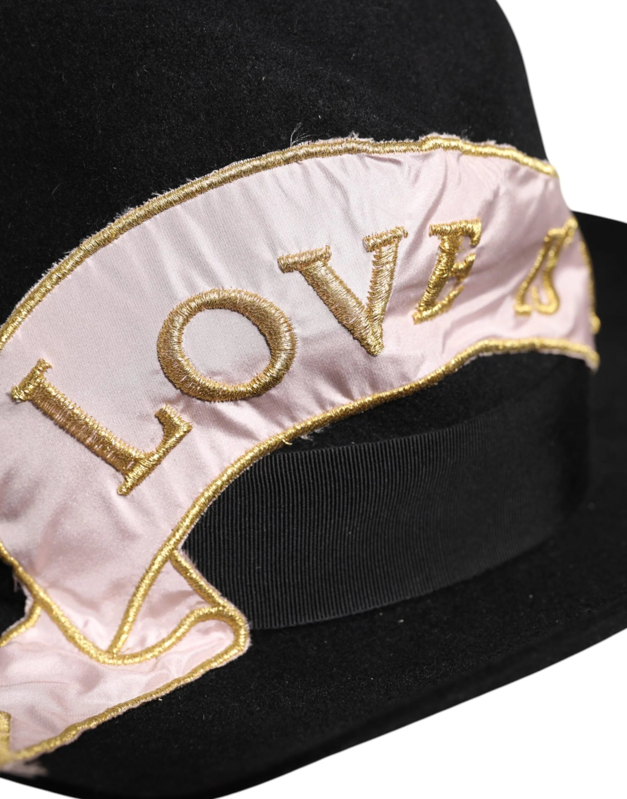 Dolce & Gabbana Black Logo Embroidered Women Wide Brim Hat - 57 cm|S - Sun Hats