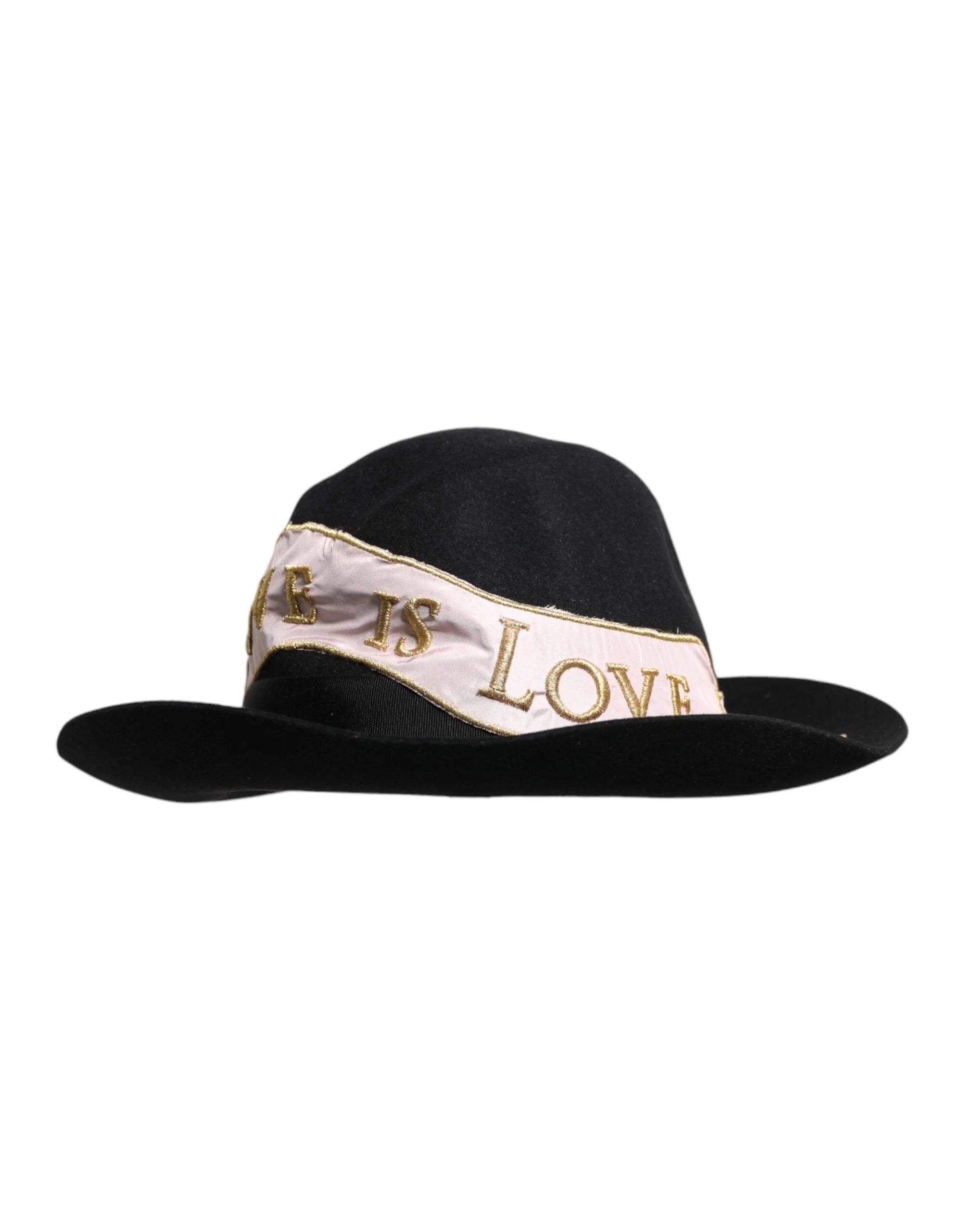 Dolce & Gabbana Black Logo Embroidered Women Wide Brim Hat - 57 cm|S - Sun Hats