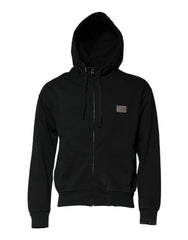Dolce & Gabbana Black Logo Full Zip Hooded Men Sweatshirt Sweater - IT44 | XS - Hoodies