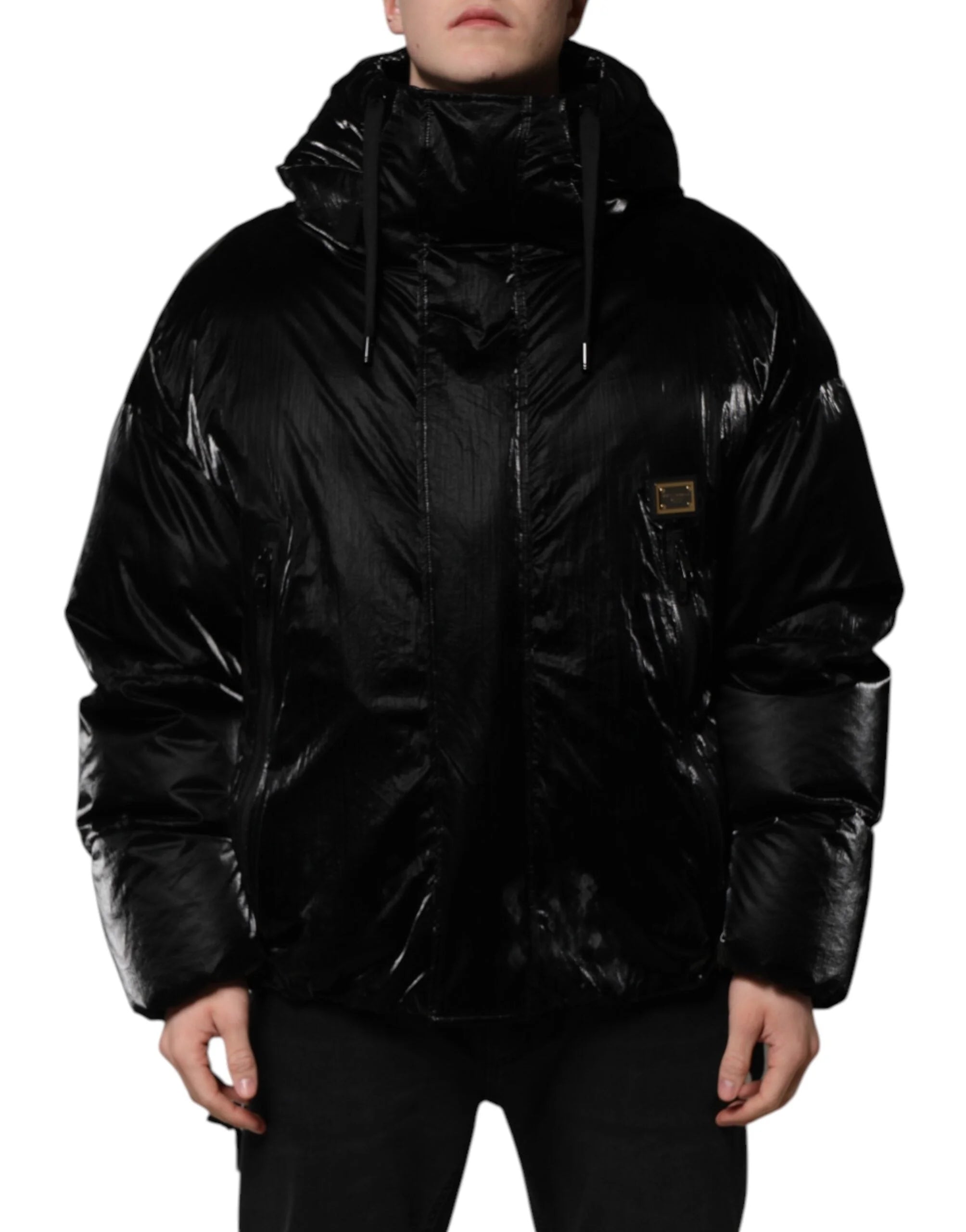 Dolce & Gabbana Black Logo Full Zip Hooded Quilted Jacket - IT54 | XL