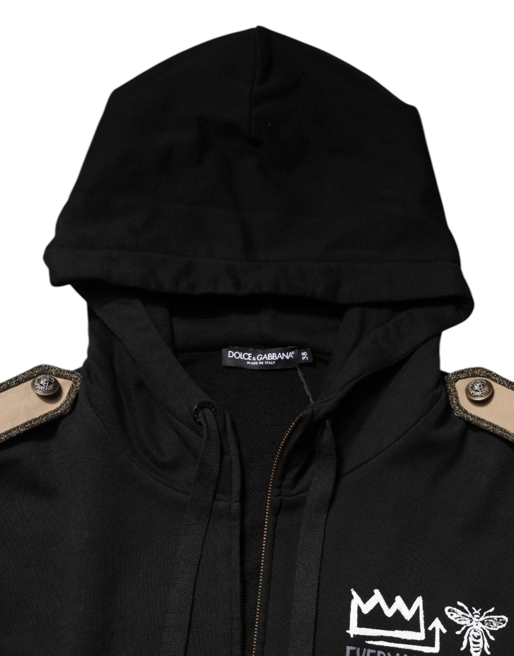Dolce & Gabbana Black Logo Hooded Full Zip Sweatshirt Jacket - IT38 | XS - Track Jackets