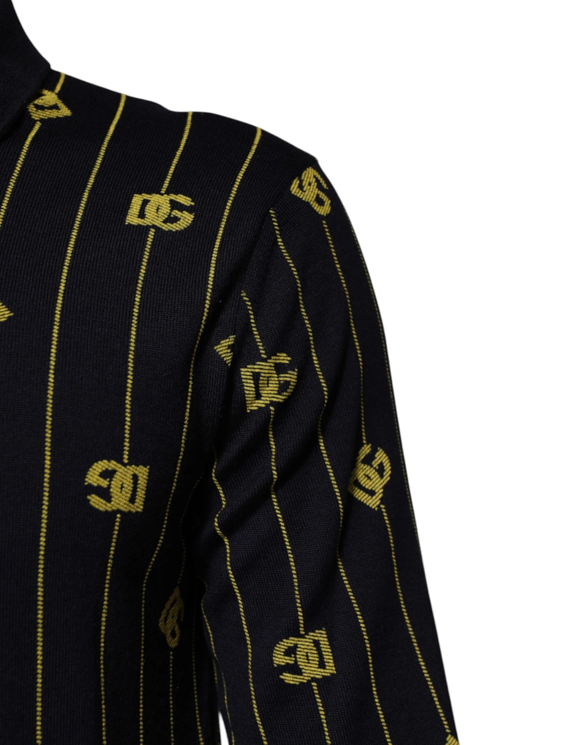 Dolce & Gabbana Black Logo Jacquard Knitted Polo Shirt T-shirt - IT48 | M - Polos