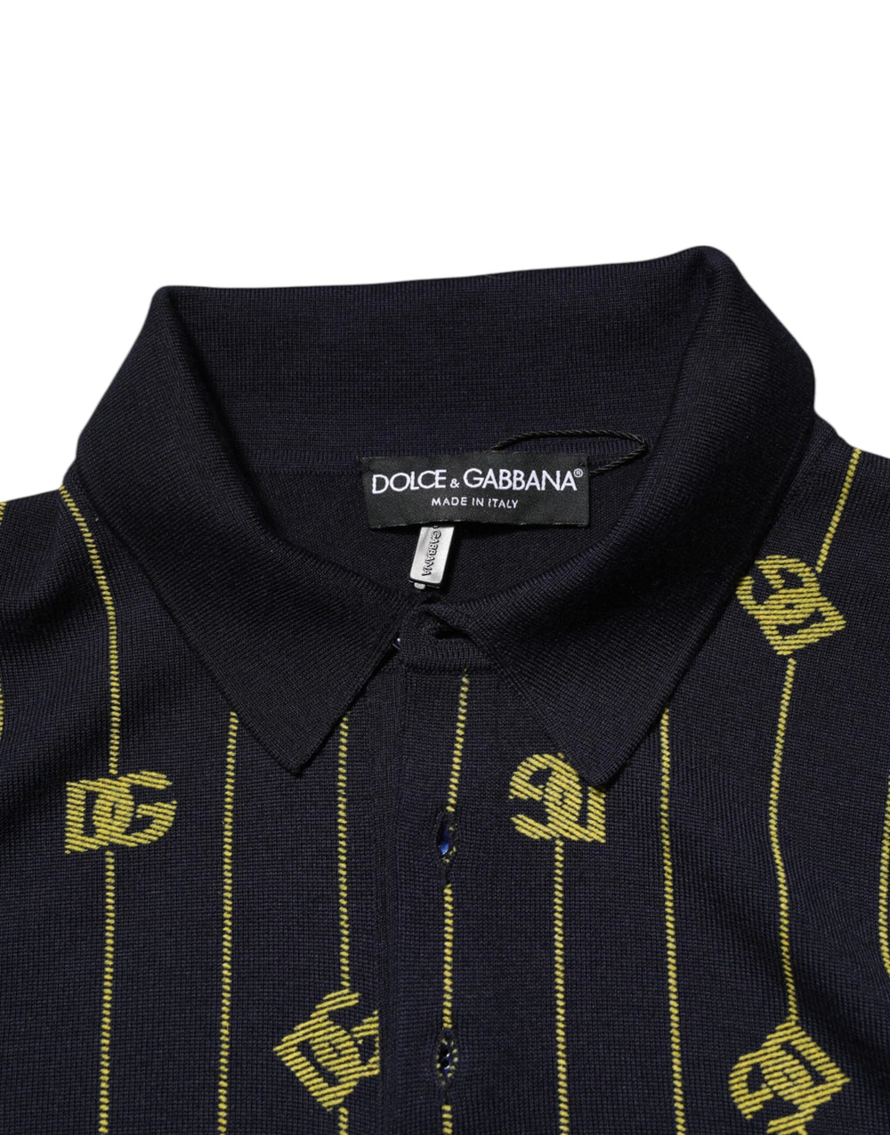 Dolce & Gabbana Black Logo Jacquard Knitted Polo Shirt T-shirt - IT48 | M - Polos