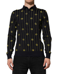Dolce & Gabbana Black Logo Jacquard Knitted Polo Shirt T-shirt - IT48 | M - Polos