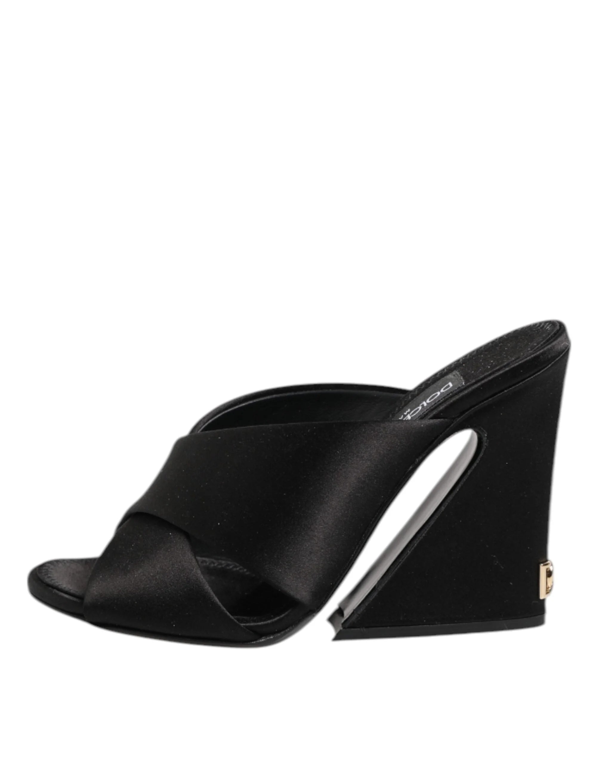 Dolce & Gabbana Black Logo KEIRA Satin Slides Sandals Shoes - EU35.5/US5 - Sandals
