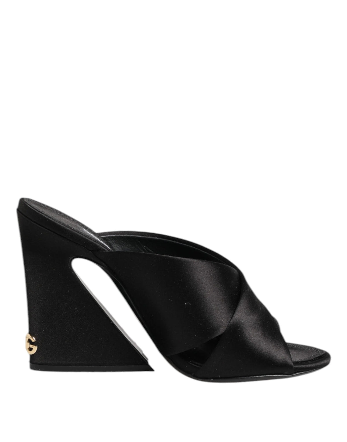 Dolce & Gabbana Black Logo KEIRA Satin Slides Sandals Shoes - EU35.5/US5 - Sandals