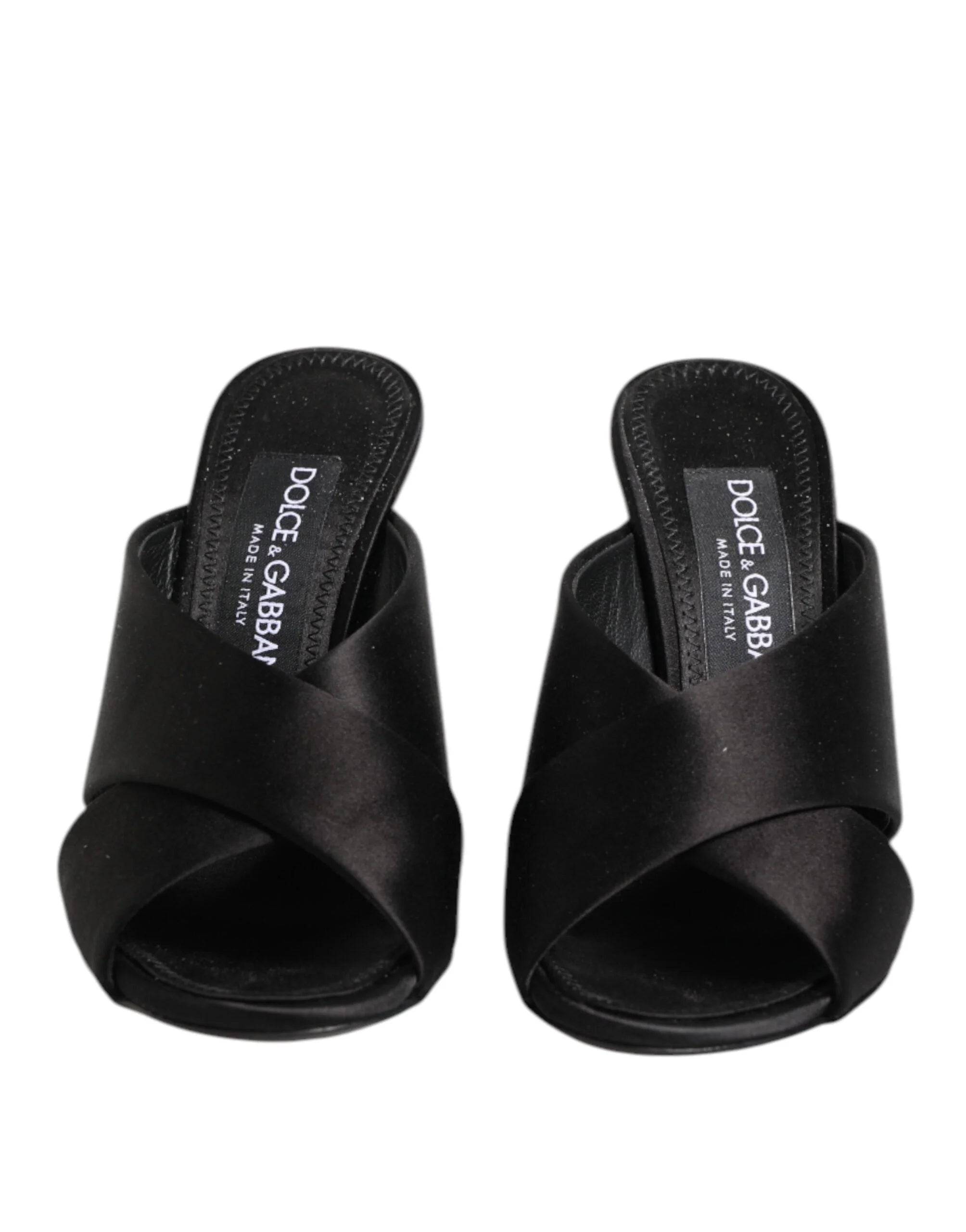 Dolce & Gabbana Black Logo KEIRA Satin Slides Sandals Shoes - EU35.5/US5 - Sandals