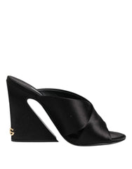 Dolce & Gabbana Black Logo KEIRA Satin Slides Sandals Shoes - EU35.5/US5 - Sandals