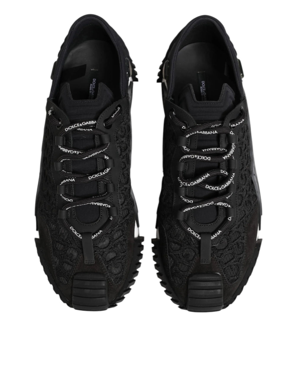 Dolce & Gabbana Black Logo Lace Low Top NS1 Sneaker Shoes - Sneakers