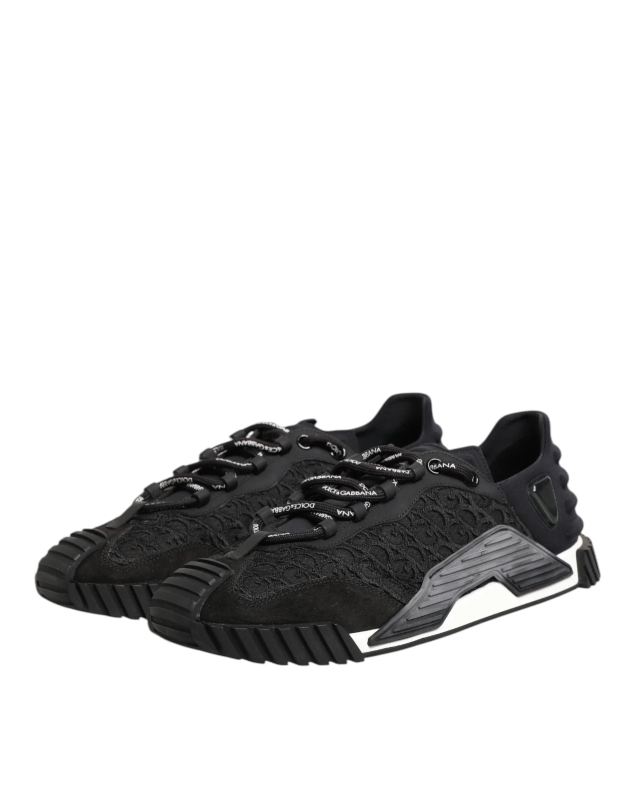 Dolce & Gabbana Black Logo Lace Low Top NS1 Sneaker Shoes - Sneakers