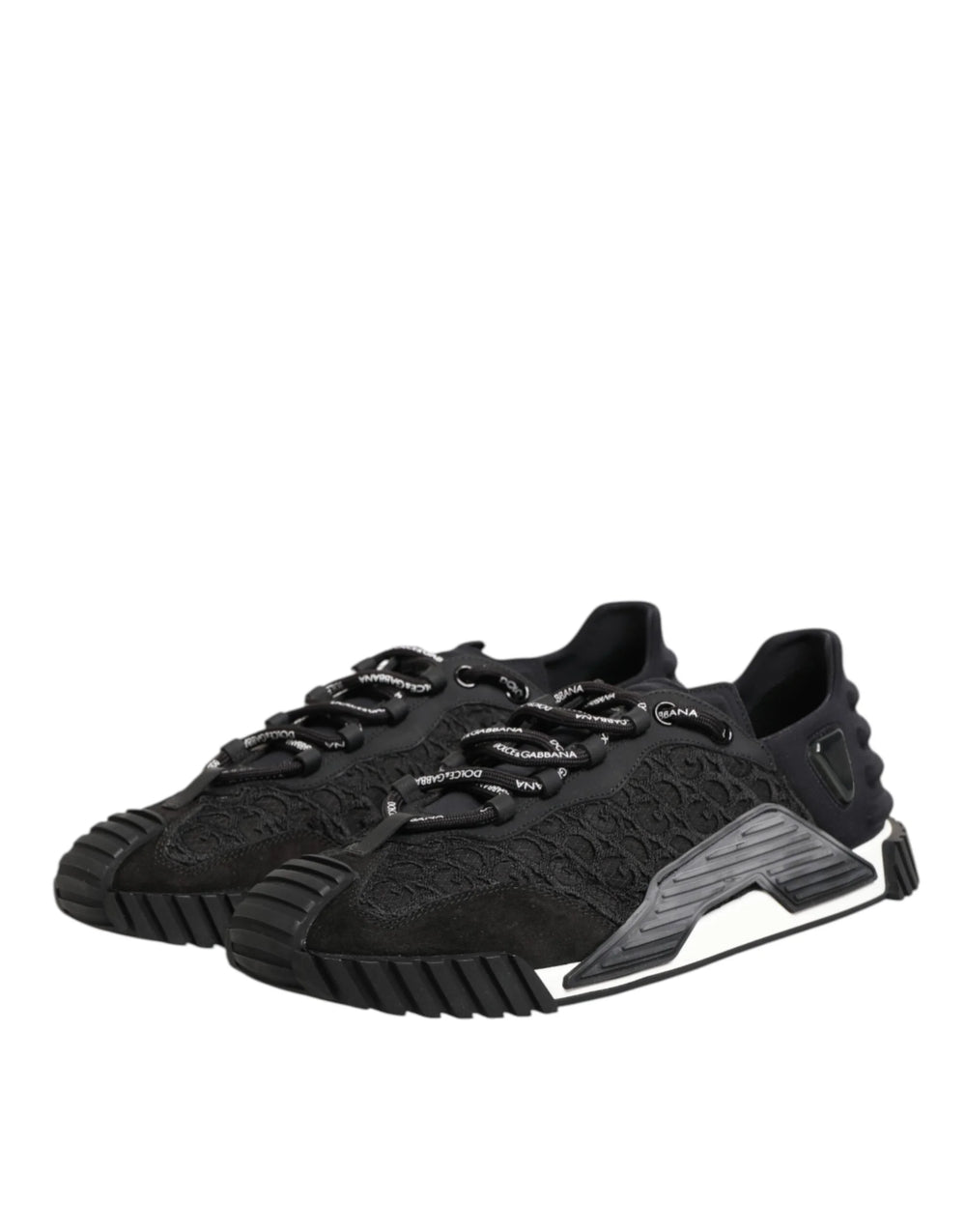 Dolce & Gabbana Black Logo Lace Low Top NS1 Sneaker Shoes - Sneakers