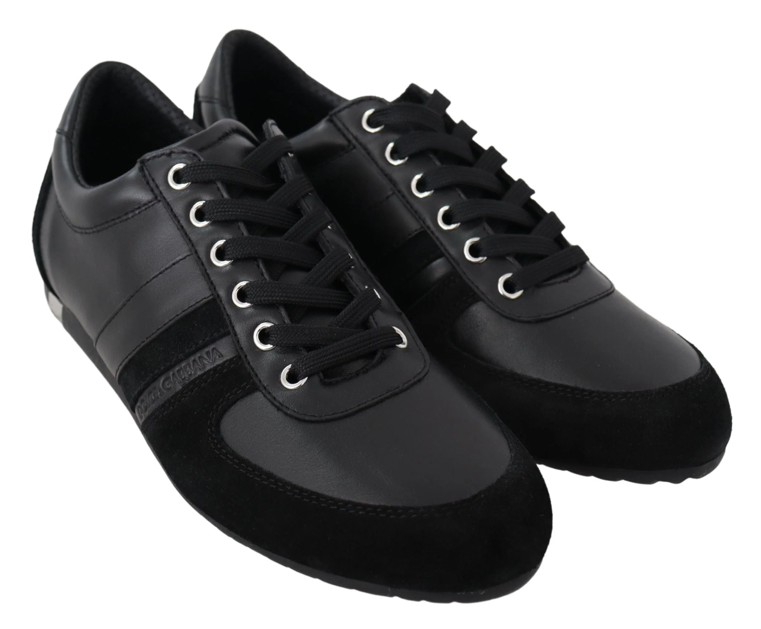 Dolce & Gabbana Black Logo Leather Casual Sneakers Shoes - EU39/US6 - Sneakers