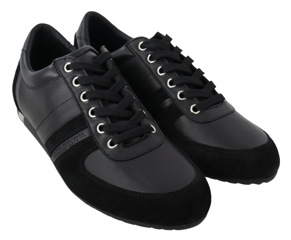 Dolce & Gabbana Black Logo Leather Casual Sneakers Shoes - EU39/US6 - Sneakers