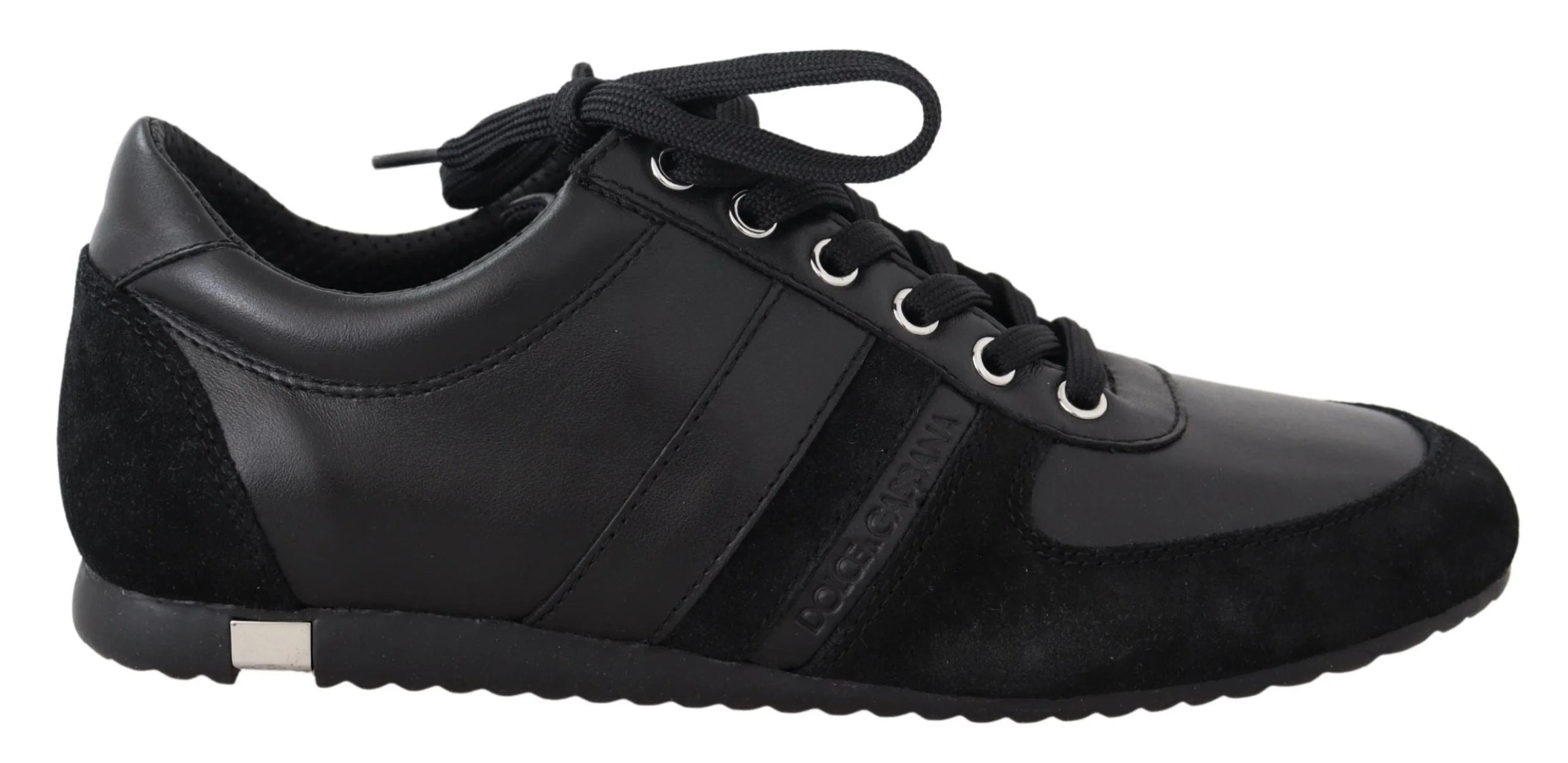 Dolce & Gabbana Black Logo Leather Casual Sneakers Shoes - EU39/US6 - Sneakers