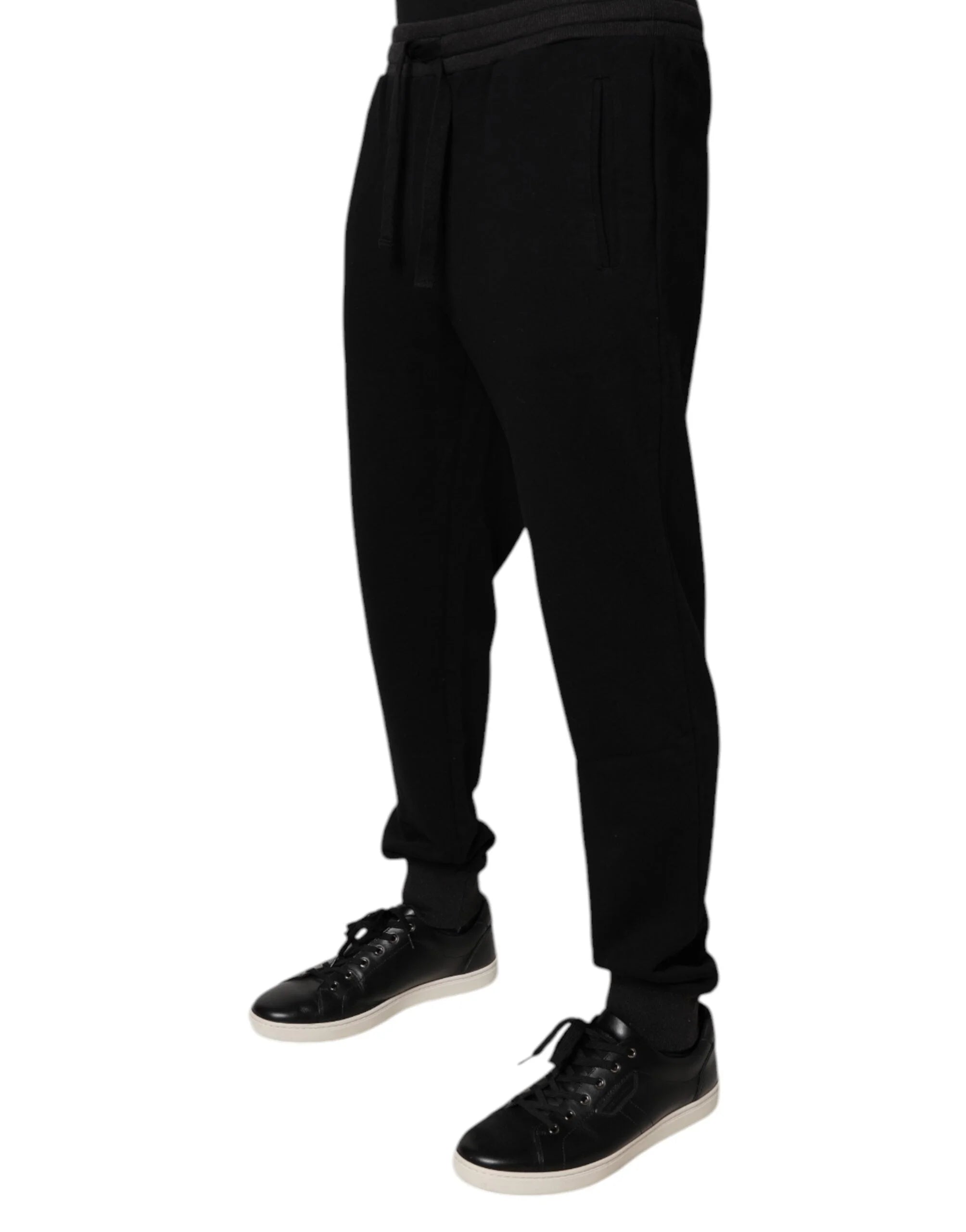Dolce & Gabbana Black Logo Men Jogger Cotton Sweatpants Pants - IT48 | M
