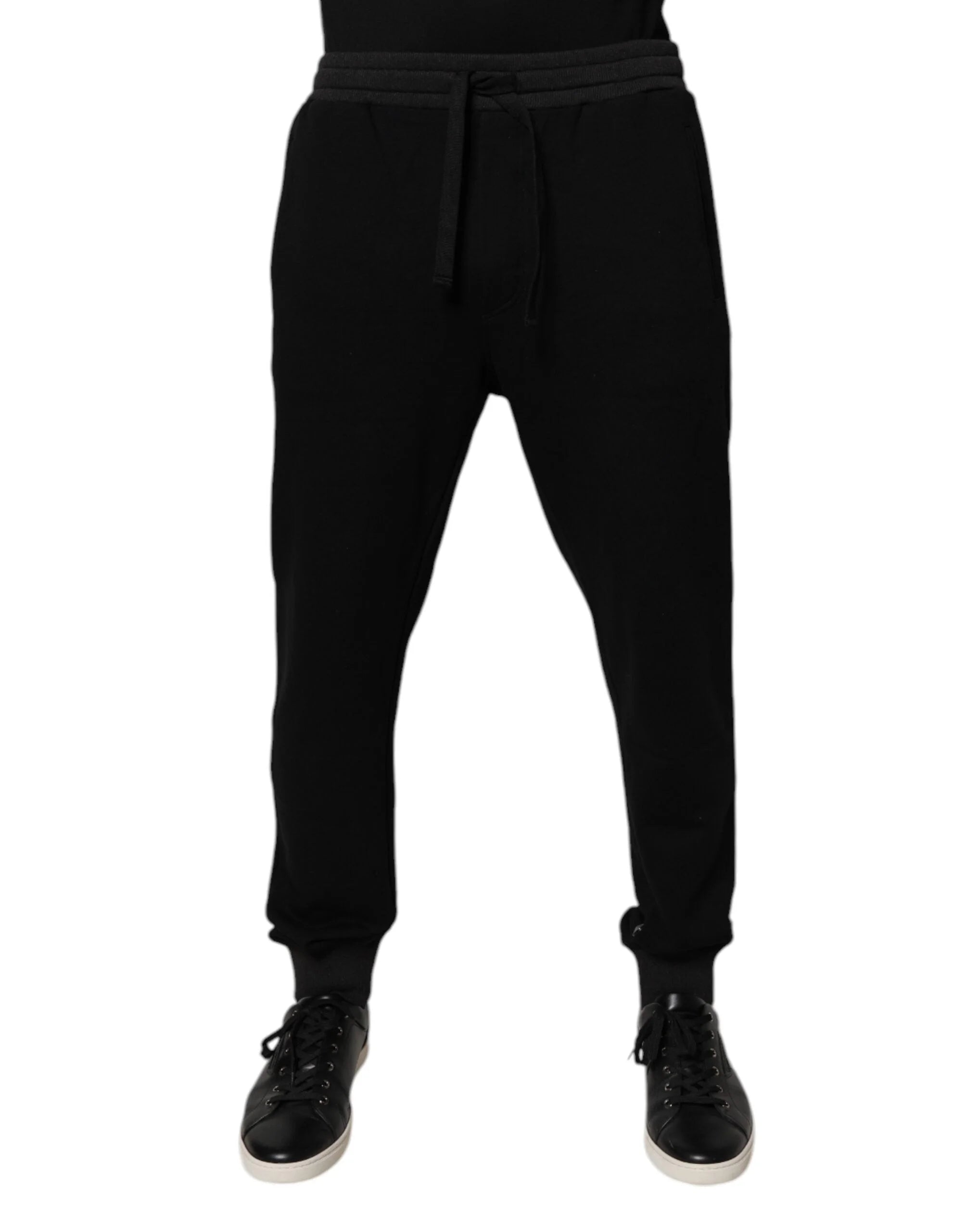 Dolce & Gabbana Black Logo Men Jogger Cotton Sweatpants Pants - IT48 | M